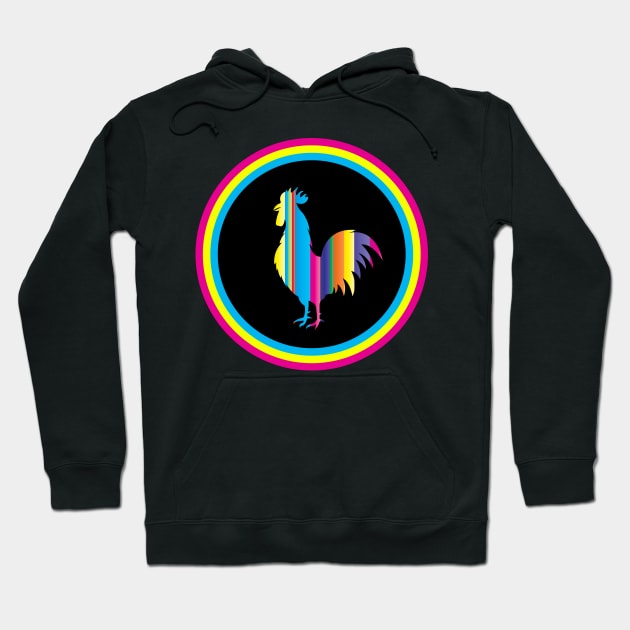 Rainbow Rooster Hoodie by TJWDraws